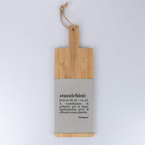 Tagliere in legno di bambù e ceramica, con scritta, 15,3x42,5 cm, Victionary