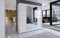 ELUKS - DERVINO Sliding Doors Wardrobe with Mirror Furniture for Bedroom Living Room and Hall Wardrobe Organizer Width 100cm/120cm/150cm/180cm/200cm/WHITE/BLACK/OAK (White, 180cm)