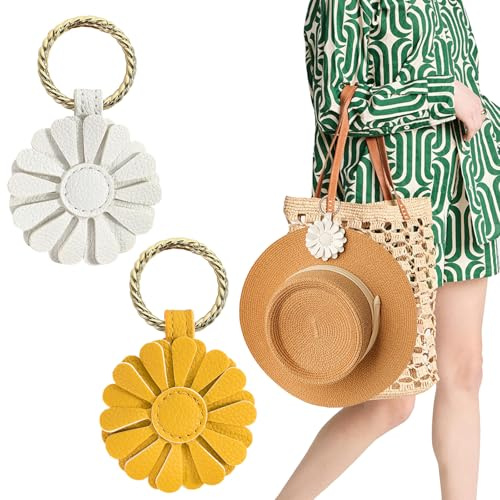 EQLEF 2PCS Magnetic Hat Clips for Travel on Bag, Cute Daisy Hat Holder Clip for Hanging Sunhat Baseball Cap on Backpack Handbag and Luggage