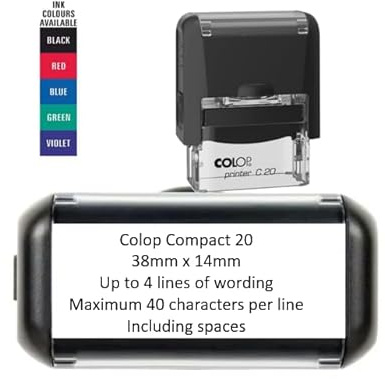 Personalised Custom Made Self-Inking Business Company Address Garage Rubber Ink Stamp - 38mm x 14mm (Up to 4 Lines)