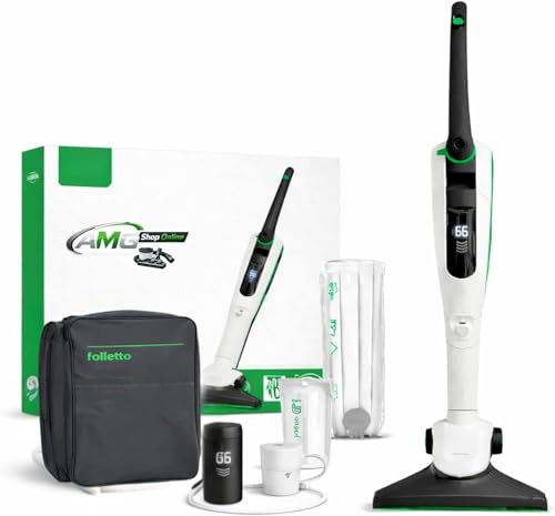 AMG Shop Online Aspirapolvere Senza Fili Folletto VK7s ULTIMA GENERAZIONE con 1 Batteria + 1 Caricatore + 6 Sacchetti con Dovina ORIGINALI + Borsa Accessori con Vari Tubi - Microfiltro 99,99%