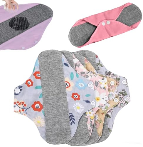 8 Stück waschbare Slipeinlagen, wiederverwendbare Stoffbinden, waschbare Einlagen aus natürlicher Baumwolle, bequeme und atmungsaktive Einlagen für Frauen (4pc, 28 * 22cm)