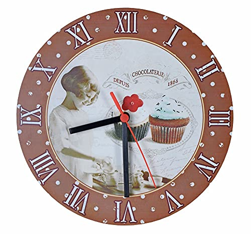 Nostalgie Wanduhr im französischen Landhausstil Bunt Vintage Cupcakes 26 cm Durchmesser LDA015 Palazzo Exklusiv