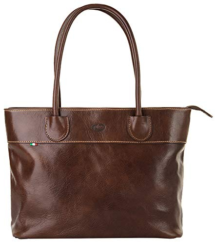 piké Shopper Echt Leder Damen | Made in Italy | geräumige Handtasche | elegante Business Bag mit Reißverschluss | 017070