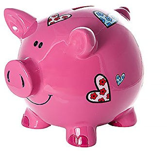 Mousehouse Gifts Große Schweinchen Spardose Piggy Bank Mädchen mit Herzen für Erwachsene oder Kinder
