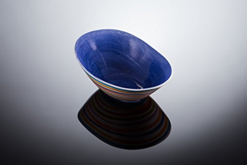 Bassano Ausgefallene italienische Keramik ovale Schale mit Streifen S blau 21x15