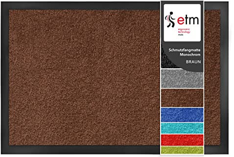 etm Dirt Trapper Door Mat Entrance Mat Monochrome (Brown, 200 x 200 cm) Indoor & Outdoor Doormat, Washable Front Door Mat Non-Slip Backing Super Absorbent Floor Mat Entrance Rug Barrier Mat