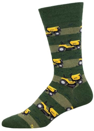 Socksmith Men's Lawn Mower Crew Socks, Green Heather