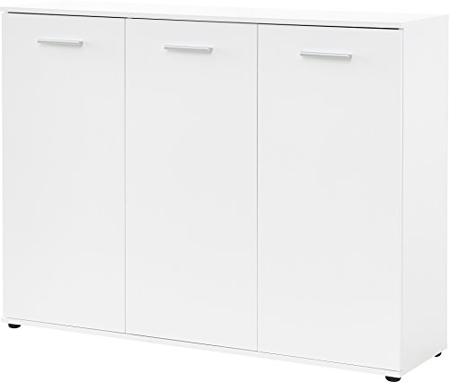 Germania Schuhschrank 3693-84 mit Platz für bis zu 32 Paar Schuhe, in Weiß, 135 x 105 x 37 cm (BxHxT)