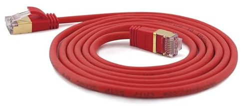 wantecWire Extra dünnes Patchkabel CAT.7 Kabel, CAT.6 Stecker SSTP geschirmt, Länge 10 m, rot