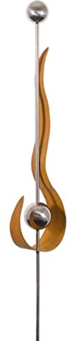 CIM Rost Gartenstecker - Mirror 2K Edelrost Flamme S - Abmessung: 16 x 6 x 117cm - Edelstahl-Kugeln Hochglanz-poliert - Top aktuelle Haus und Gartendekoration