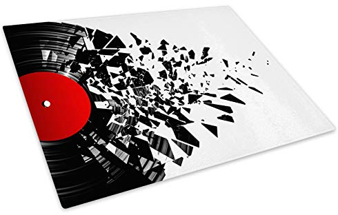 Black Red White Music Glass Chopping Board Kitchen Worktop Saver Protector