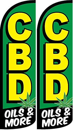 CBD Oils & More King Swooper Flagge, windlos, 2 Stück (Hardware nicht im Lieferumfang enthalten)