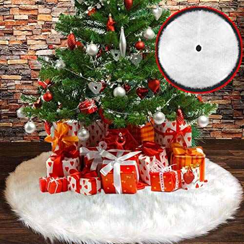 Baumdecke Weihnachtsbaum Decke, Runde Form Schneeflocke Weiß Plüsch Christbaumständer Teppich für Weihnachtsfeiertag Dekorationen, Weihnachtsbaumrock Christmas Decorations
