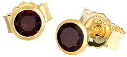 NKlaus Paar Ohrstecker echt Granat rot Gelbgold 333 8 Karat Gold 3,5mm kleine Ohrringe 7994