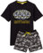 DC Comics Batman Pyjamas For Men | Short OR Long Leg Bottom Options Camo PJS | Adults Superhero Black T-Shirt & Adjustable Drawstring Loungepants Gift