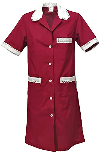 fratelliditalia.org Women's Maid Housemaid Cleaning Work Short Sleeve Apron, bordeaux, UK 12