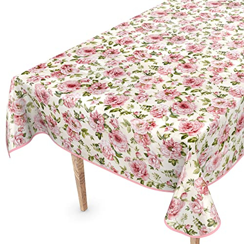 ANRO Tischdecke abwaschbar Wachstuch Wachstuchtischdecke 100 x 140cm mit Saum Natalie Blumen pflegeleicht Wachstischdecke wasserabweisend Gartentischdecke Meterware Lotuseffekt