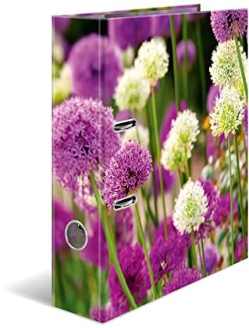 HERMA Ordner A4 Lila Blumen, 7 cm breit, Kinder Ringordner mit Pflanzen Motiv, bunter Aktenordner mit Innendruck für Jungen und Mädchen