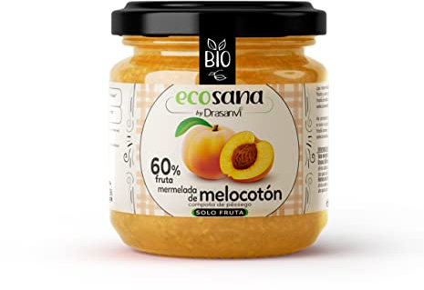 ECOSANA MERMELADA EXTRA MELOCOTÓN SIN AZÚCAR CERTIFICADO BIO by DRASANVI - VEGANO - SIN GLUTEN - 250g