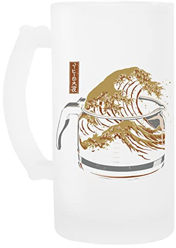 Die große Welle der Kaffee-Pop-Art Glas Bier Becher Beer Mug