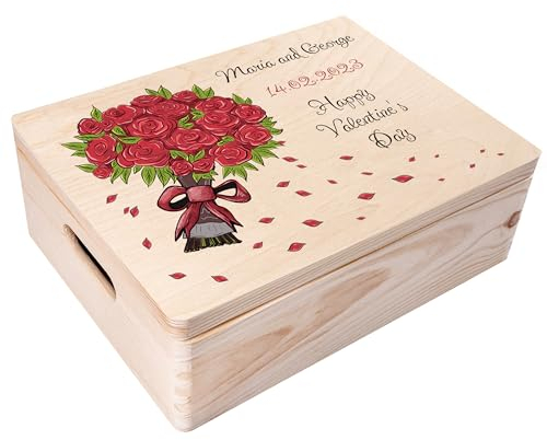 Creative Deco Personalisierte Geschenke Wunschtext Holzkiste | Romantisches Geschenk Valentinstag für Ihn und Sie Deko | Individuelle Geschenk für Frauen, Mädchen und Paar | Mehrere Motive