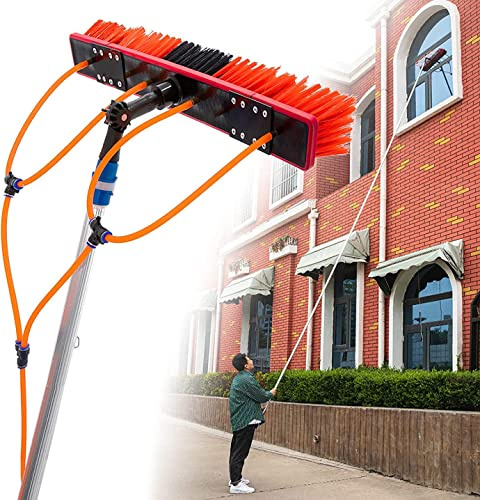 9m/30ft Window Cleaning Telescopic Pole, Water Fed Extendable Brush, Suitable For Cleaner Conservatory Roof Photovoltaic Panel Cleaning Extendable Solar Panel Roof Cleaning Tools