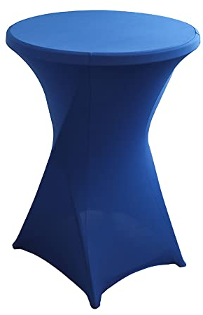 iEventStar Stretch Stehtisch Hussen Spandex Stehtischhussen Bartische Hochzeit Erstärkung im Fußbereich Rund Tischdecke für Bistrotisch Cocktail-Party (Königsblau, 1er Set - Ø 60-65 cm)