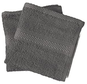 Lyra Linens - 100% Egyptian Cotton Face Flannel Washcloths - Pack of 2 OR 4 500 Gsm Facecloths, 30cm x 30cm Square, Quick Dry And Absorbent Makeup remover Cloths, Gym Towels (Charcoal Grey, 2)