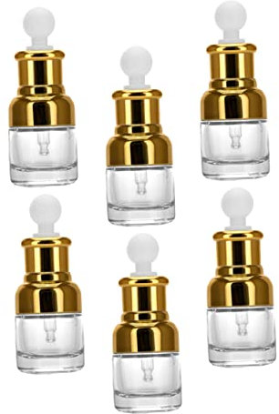 Mikinona 6pièces Flacon Pipette Verre Lot De Bouteilles Vides Pour Huile Essentielle Parfum Cosmétique Distributeur Précis Et Réutilisable Matériau Et Transparent