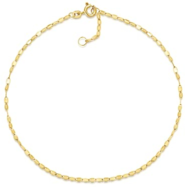 Fußkette Plättchen Breite 1,9mm | aus echt 585 Gold | hochglanzpolierte Fußkette | Echtgold mit Federringverschluß
