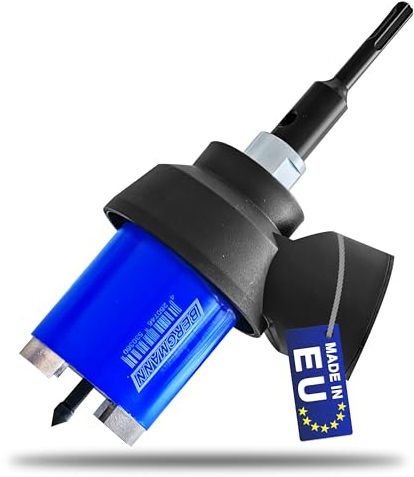 BERGMANN® MADE in EU | Profi Dosensenker Ø 68mm + Absaugung + SDS Plus Adapter | Kernbohrer Lochsäge Dosenfräser für Bohrmaschine Steckdose Unterputzdose Beton Mauerwerk