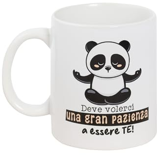 O.P.S. - Tazza In Cercamica Personalizzata, Con Frasi Divertenti e Dal Design Accattivante, Adatta Per Forno, Microonde, Lavastoviglie, Capacità 350ml, Formato cm 10hx8x8 - Pazienza
