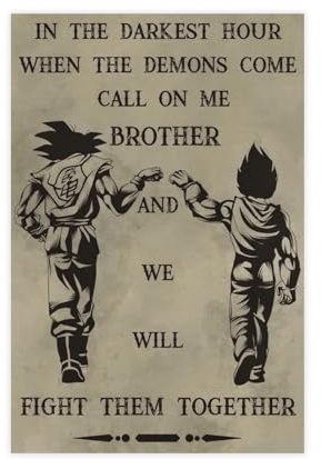 THEGIS Goku & Vegeta Poster Call On Me Brother And We Will Fight Them Together, Leinwand-Poster, Wandkunst, Dekordruck, Bild Gemälde für Wohnzimmer, Schlafzimmer, Dekoration, ungerahmt, 60 x 90 cm