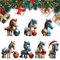 NEERIX 7pcs Weihnachtsdeko Weihnachtsbaum Pferd Anhänger,Niedlicher Pferde und Weihnachtskugeln Ornament,2D Acryl Weihnachtspferd Hängende Deko,Funny Christbaumschmuck Geschenk