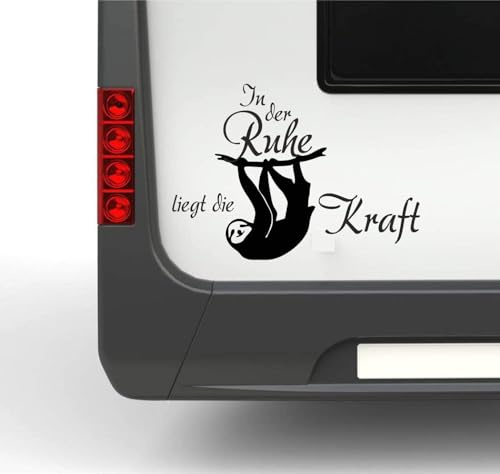 Rakelfix Wohnmobil Wohnwagen Aufkleber In der Ruhe liegt die Kraft Typ1 ca 30cm breit mit lustigem Faultier
