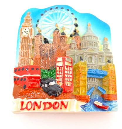 3D Imán para Nevera con Cabina telefónica de Londres. 7cm x 7cm. buzón Rojo Retro. Reino Unido Estilo de teléfono clásico. autobús de Dos Pisos. Big Ben
