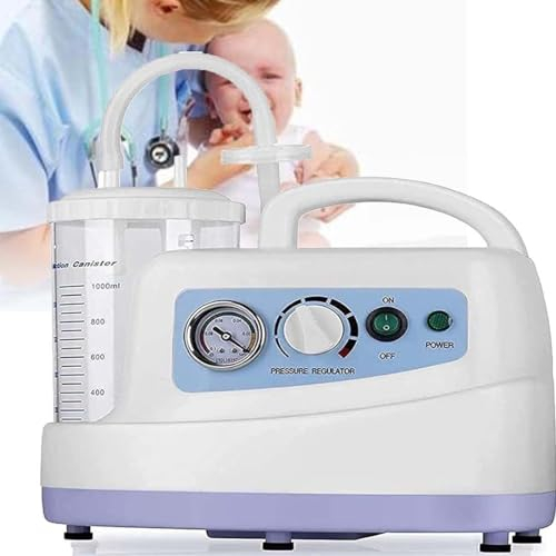 QIANMEI Mucus Secretion Machine, Electric Sputum Phlegm Suction Pump Device Unit For Viscous Liquid Absorption, For Elderly And Children, Includes 1000 Cc Suction Canister