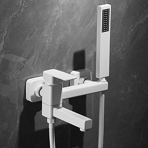 Mitigeur de Bain-Douche Blanc, mitigeur de Bain avec Pomme de Douche et Tuyau avec Bec Rotatif, mitigeur de Remplissage de Bain, Noble Ambition