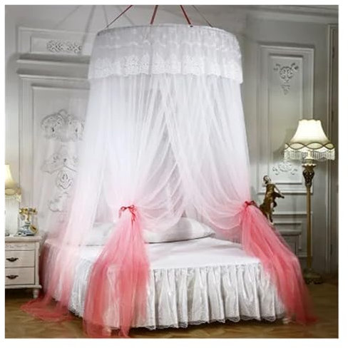 WXCOHB 3 Porte Adulto Bambino Bambino Letto reti baldacchino copriletto zanzariera Tenda Biancheria da Letto Romantico Bambina Rotonda Cupola Tenda Cotone(Red)