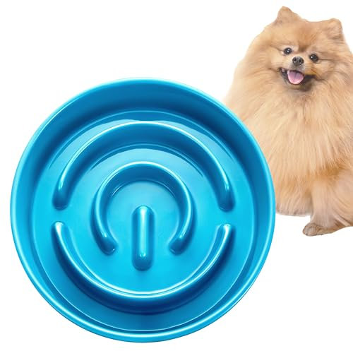 MOPANG Keramik-Slow-Feeder-Hundenäpfe für Kleine Rassen, Antischlingnapf für Katze und Kleine Hunde, Langsame Fütterung für Hunde Klein, Ø 16cm, 400ml, Himmelblau