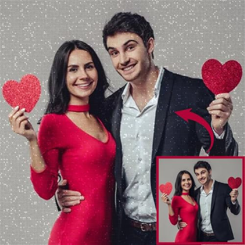 ADRTKBN Diamond Painting Personnalisé Photo, Diamant Painting Personnaliser 5D Broderie Diamant Kit Complet, Custom Peinture Diamant Adulte DIY Perle Diamant Broderie Photos Arts Mur Décor, 30x30cm