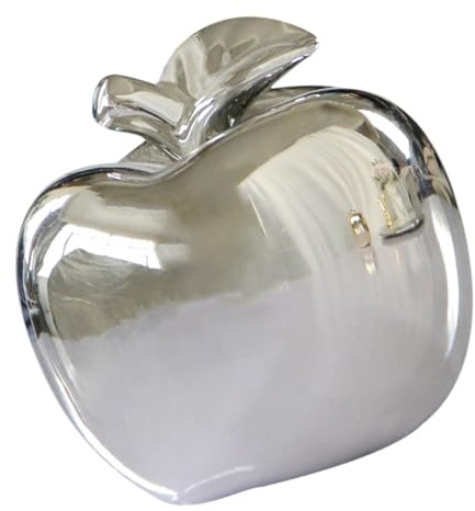 SEWACC Keramik-Apfel-Statue Porzellan-Apfel-Ornament Obstfigur Für Heimdekoration Tischdekoration (Silber)