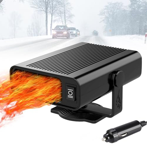 WingFly Calefactor para Coche, 12V 150W Calentador De Coche Portátil con Ventilador 2 en 1 de Frío/Calo para Coche, Desempañador y Descongelador el Parabrisas con Enchufe de Mechero