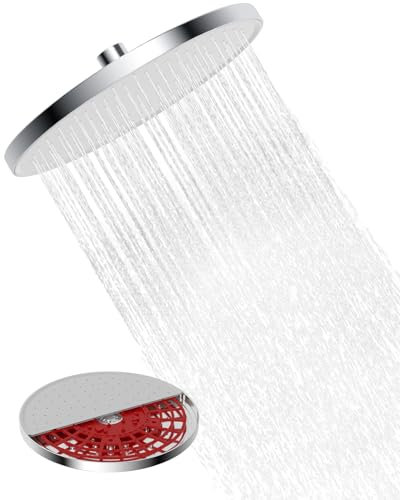 Hibbent Selbstreinigende regendusche duschkopf, Fester duschkopf regendusche 10 Zoll, Runder Regenduschkopf mit Reinigungsvorrichtung, Weiß