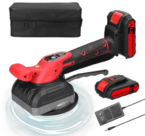 Geevorks Vibrateur sans fil pour carrelage, vibrante carrelage, Vibreur de Carrelage Rechargeable, Capacité Maximale de Ventouse de 100kg, 21V Nivellement de Carrelage, 5 Vitesses (2 batteries)