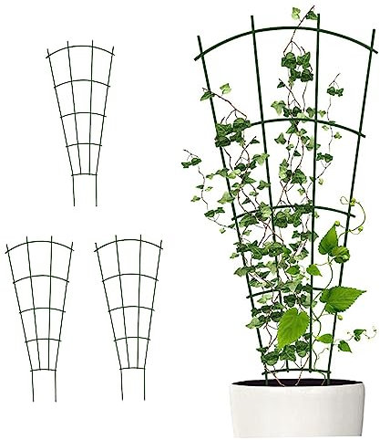 4 Pack Trellis For Climbing Plants 40cm Plant Supports For Garden High Strong Metal Fan Trellis Black (Wave Shape)