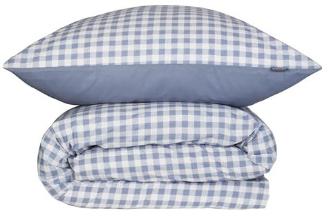 Schiesser Bettwäscheset Vichy | 2-teilig | Kariert | Renforcé | 100% Baumwolle | Oeko-Tex Zertifiziert | Reißverschluss | 135x200cm + 80x80cm | Hellblau
