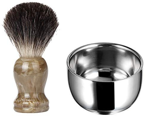 Set di pennelli da barba da uomo, supporto per pennello da barba, ciotola da barba per sapone e crema da barba