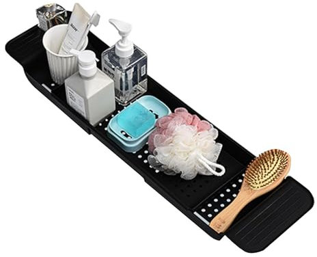 Adjustable Bathtub Caddy Tray | Expandable Bath Shelf | Bath Tub Organizer | Bath Rack Trays | Extendable Bathtub Tray For Wine, Book, Soap | Robust & Easy To Clean Over Baths Rack